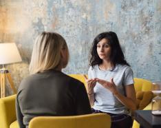 Women talking in therapy