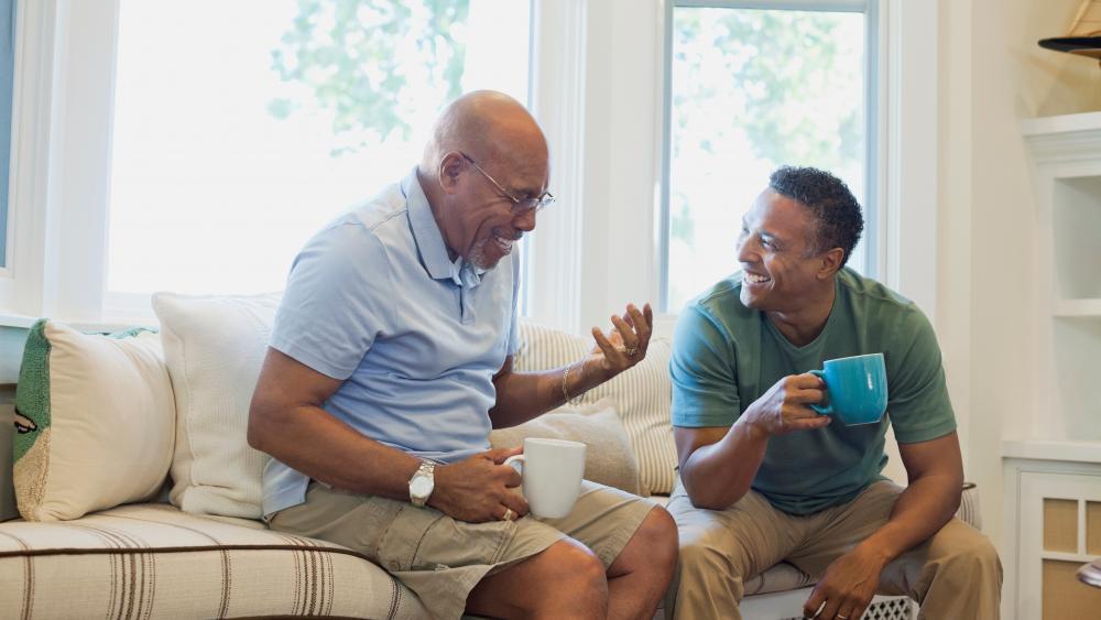 2 men talking