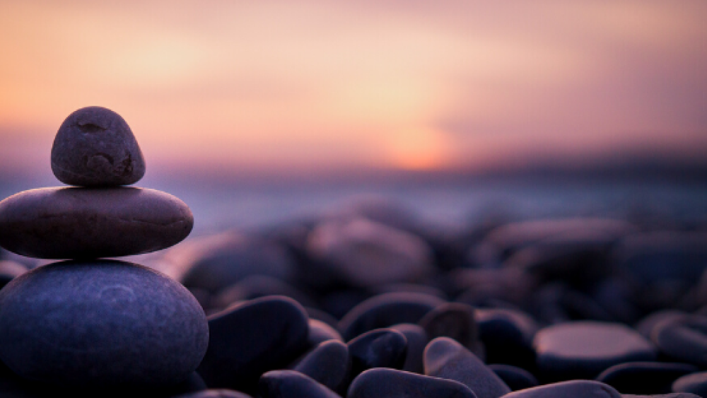 Rocks with a sunset in the background