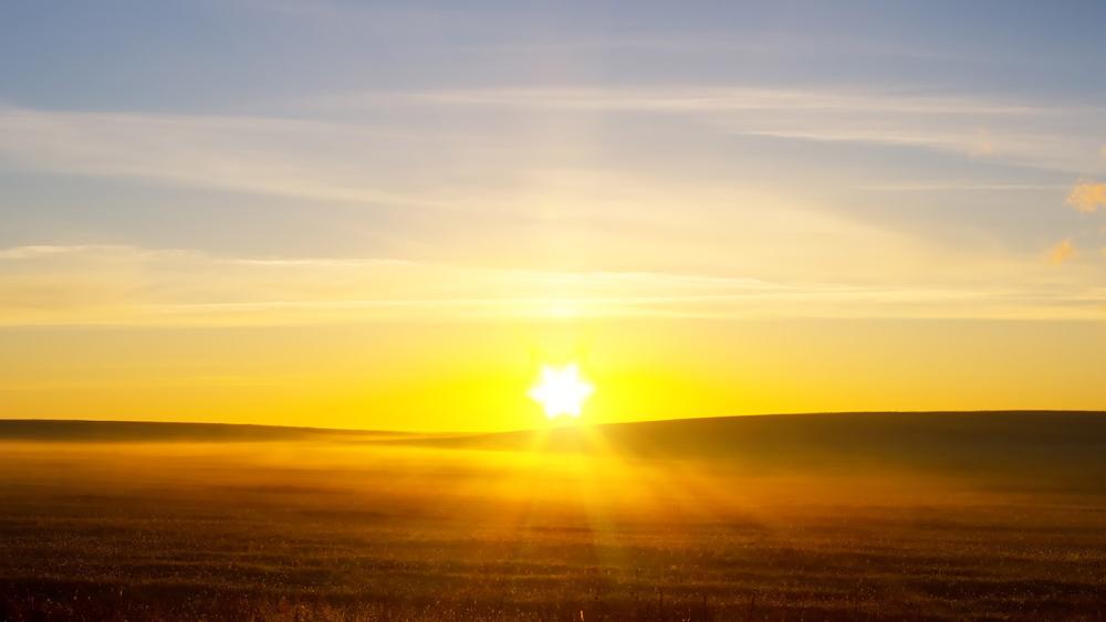 Image of a sunrise over a field